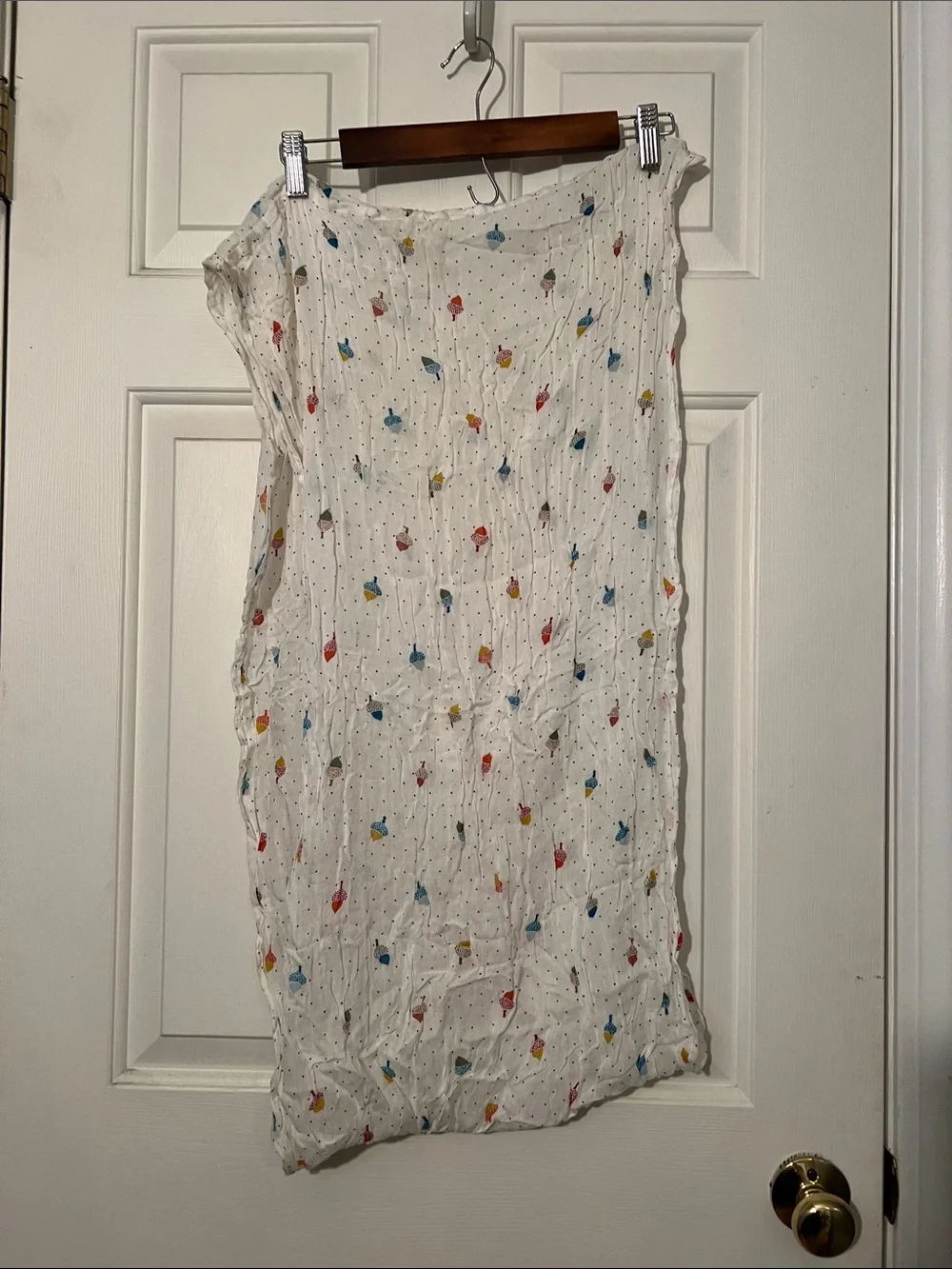 Talbots White Scarf with Multicolor Dot Floral Print